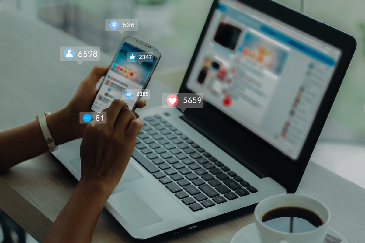 Young woman using smart phone social media concept